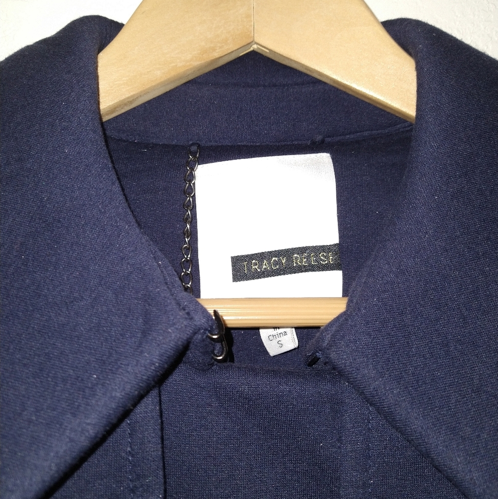 ANTHRO' TRACY REESE Blue Neoprene Trench Coat Jacket - Picture 5 of 8
